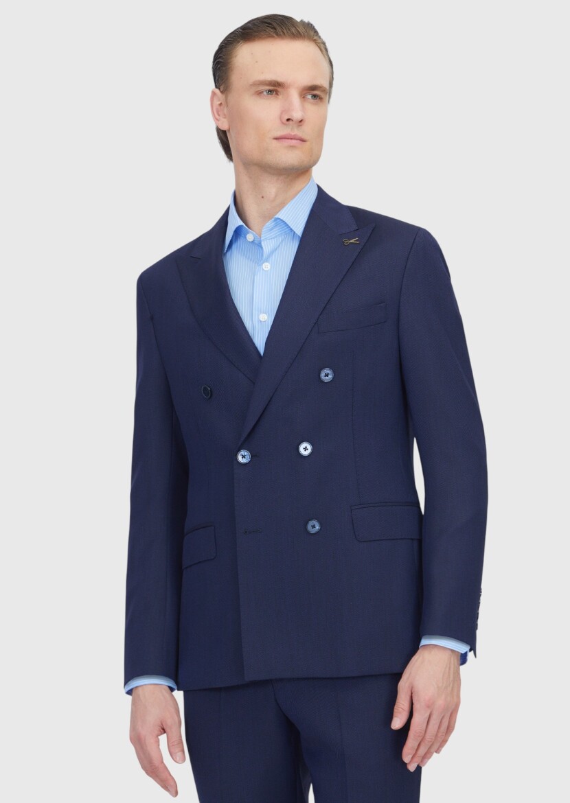 Navy Blue Zeroweight Slim Fit Wool Blended Suit - RAMSEY