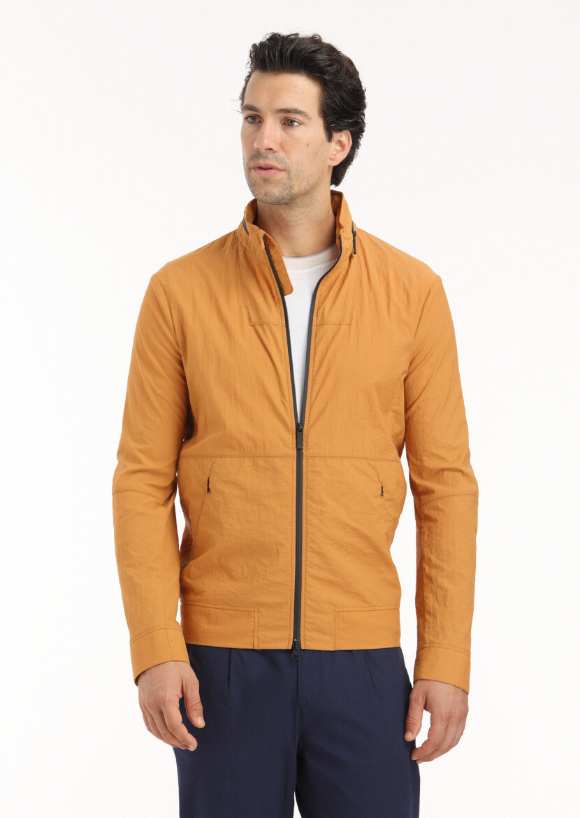 Orange Removable Hood Weaving Coat 