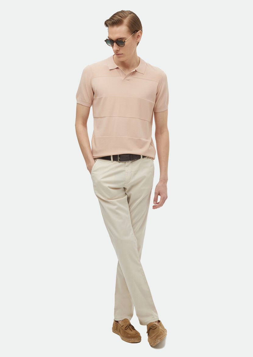 Pembe Polo Yaka Jakarlı Triko 