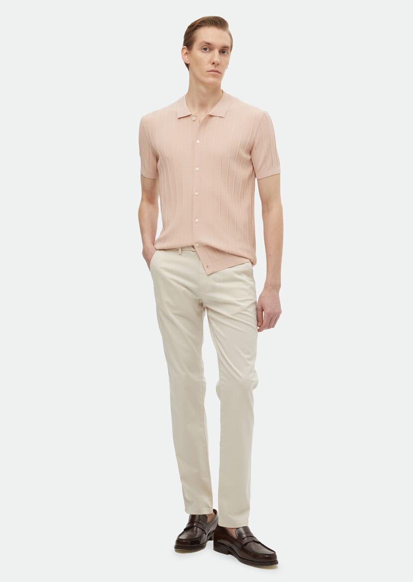 Pembe Polo Yaka Jakarlı Triko 