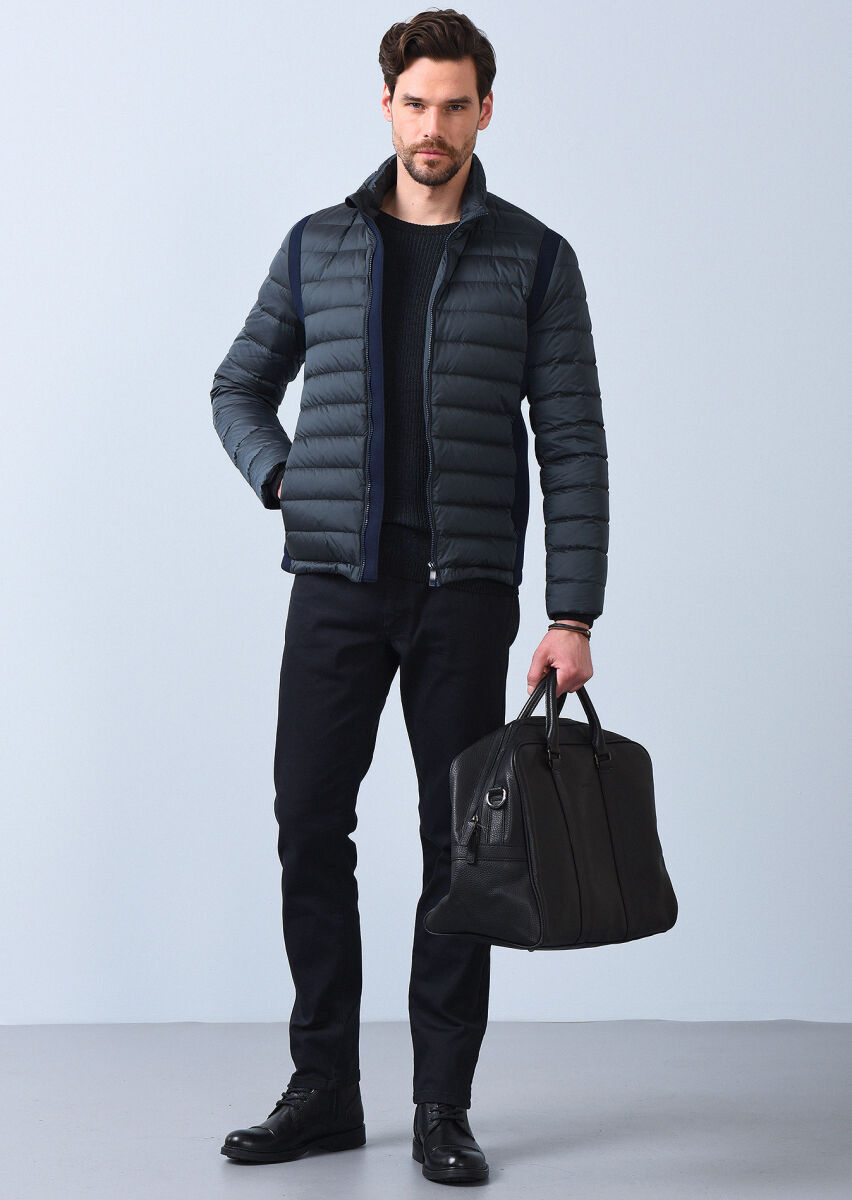 Petrol Blue Weaving Coat - 3
