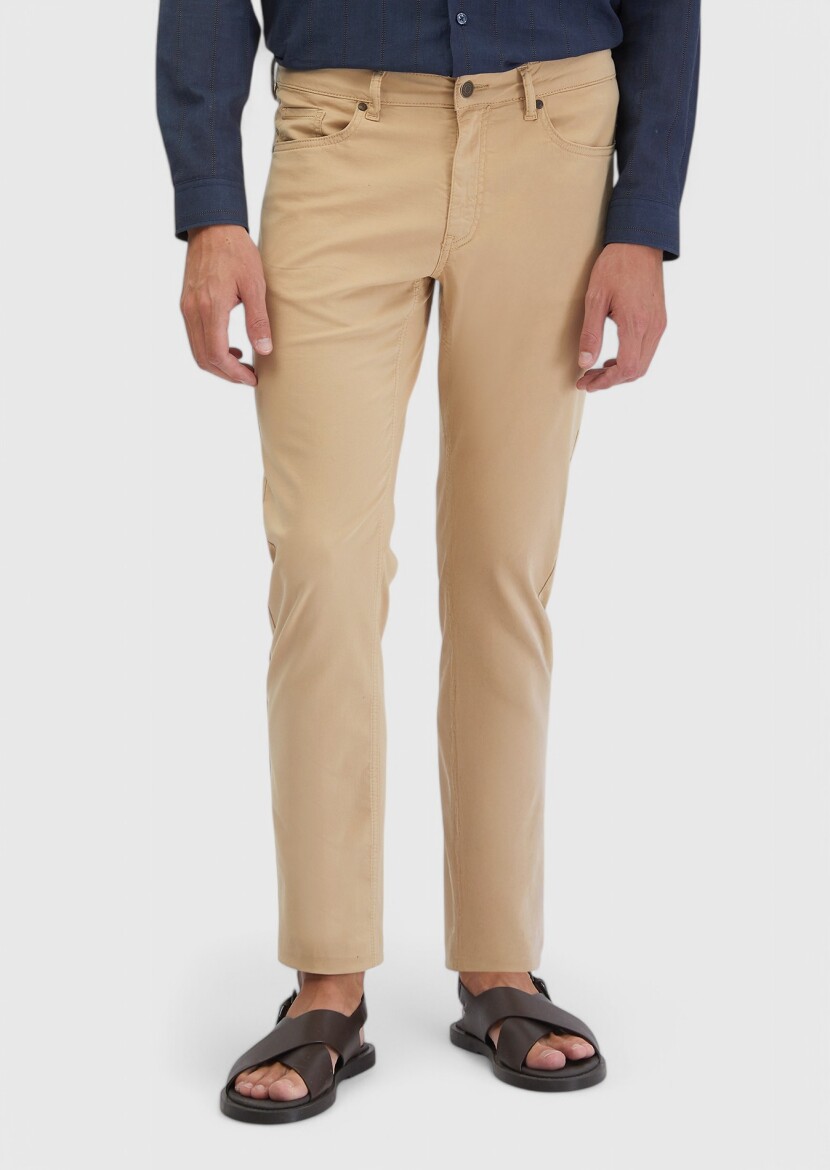 Saffron Weaving Slim Fit Casual Cotton Blended Trousers - 3