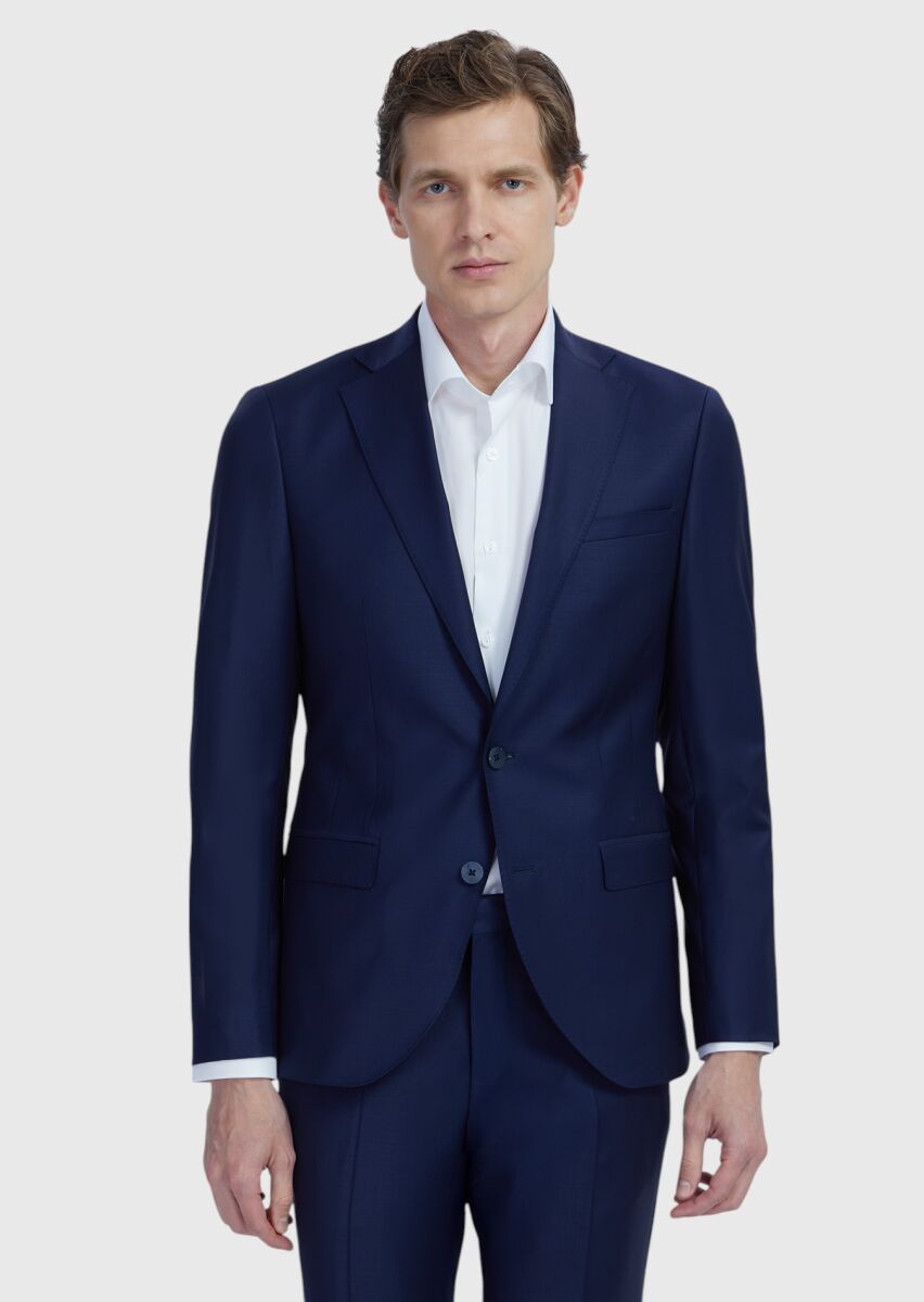 Saks Düz Fashion Slim Fit Yün Karışımlı Takım Elbise - 1