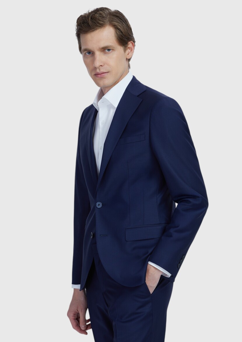 Saks Düz Fashion Slim Fit Yün Karışımlı Takım Elbise - 3