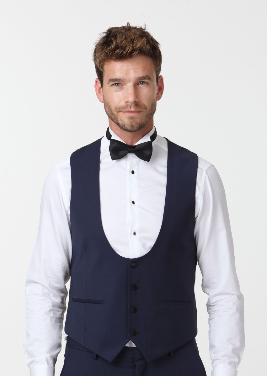 Saks Düz Klasik Yelek - 3