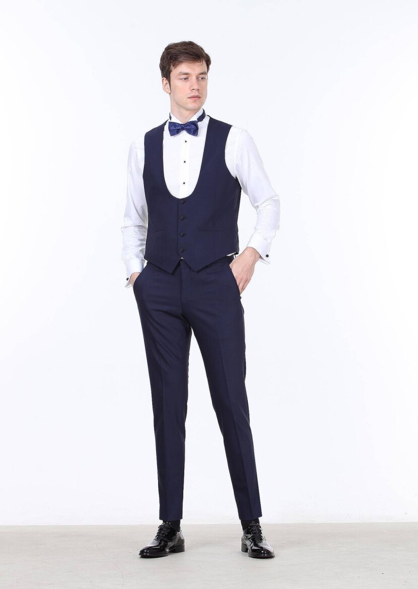 Saks Düz Klasik Yelek - 3