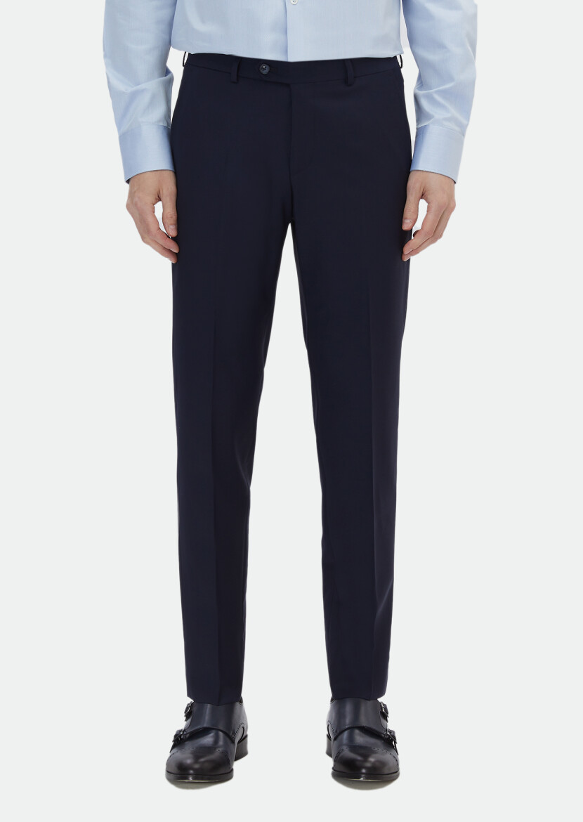 Saks Düz Kumaş Modern Fit Klasik Yün Karışımlı Pantolon 