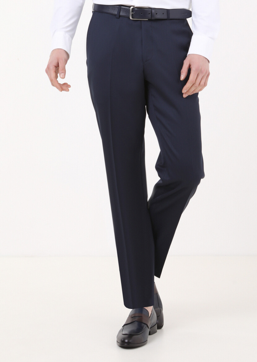 Saks Düz Kumaş Regular Fit Klasik %100 Yün Pantolon 