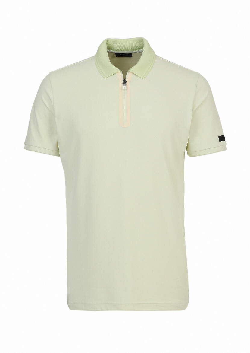 Sarı Baskılı Polo Yaka Pamuk Karışımlı T-Shirt - 6