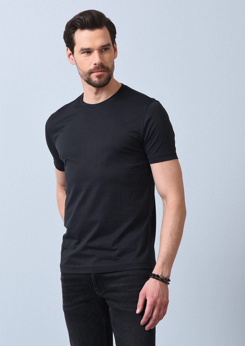 Siyah %100 Pamuk T-Shirt 