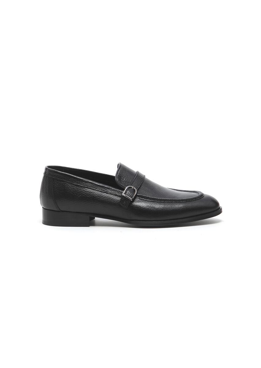 Siyah Deri Klasik Loafer - 1