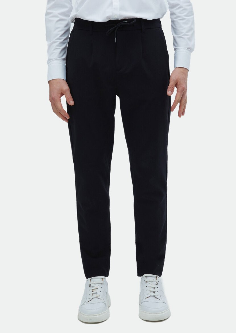 Siyah Düz Dokuma Jogging Fit Casual Pantolon 