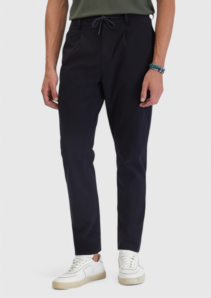 Siyah Düz Dokuma Jogging Fit Casual Pantolon 