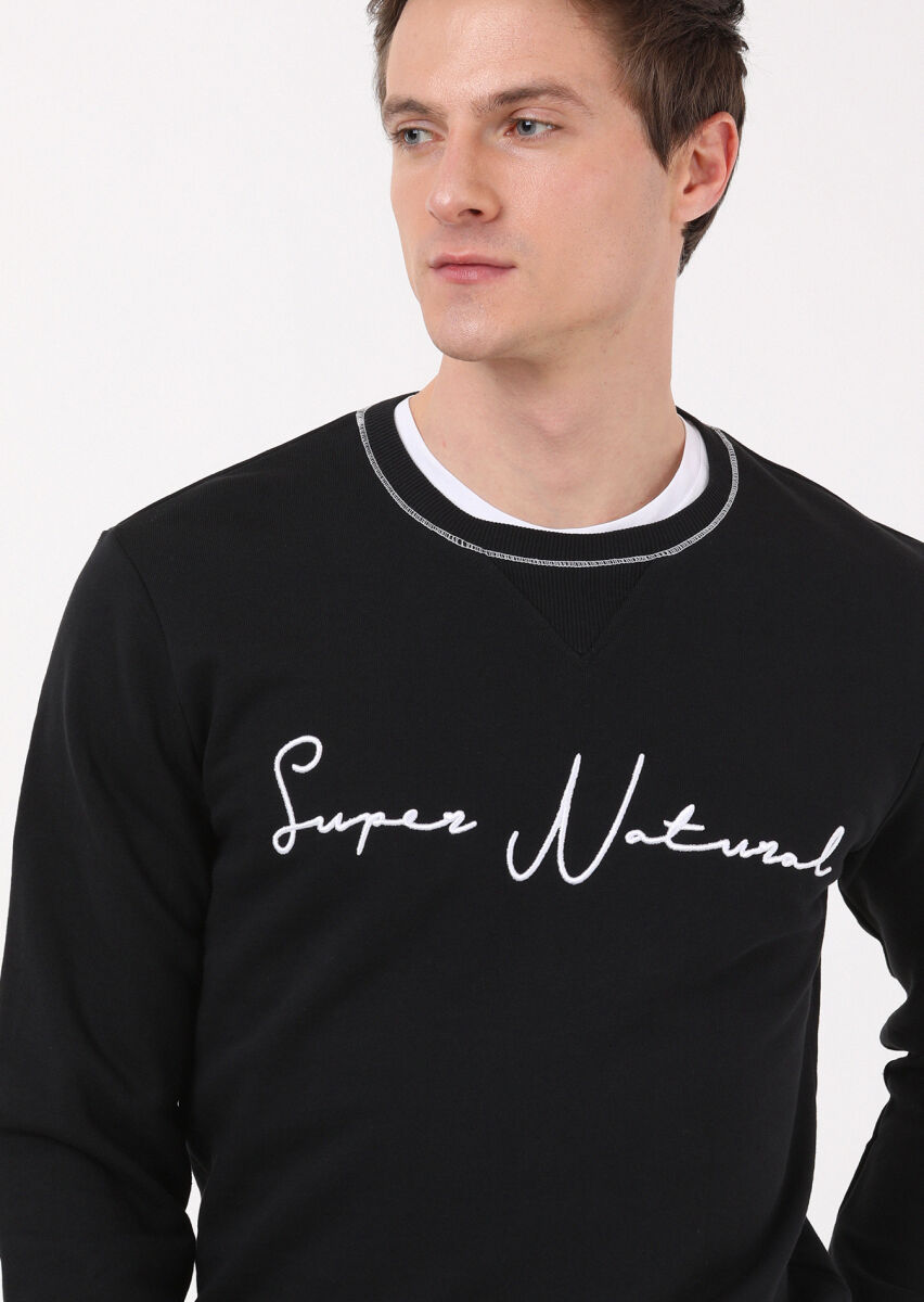 Siyah Düz Sweatshırt - 3