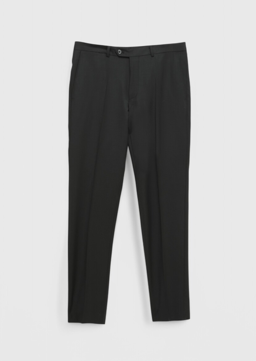 Siyah Düz Zeroweight Slim Fit Yün Karışımlı Takım Elbise - 6