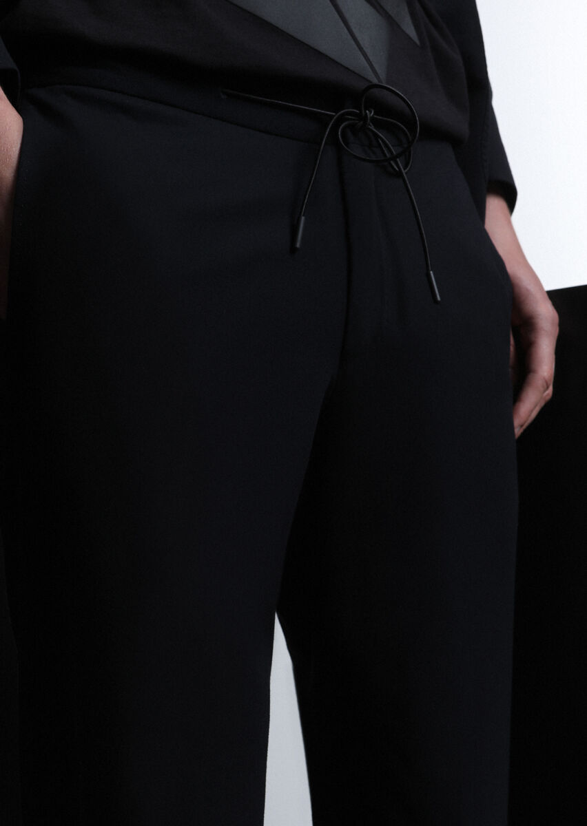 Siyah Düz Zeroweight Slim Fit Örme Takım Elbise - 3