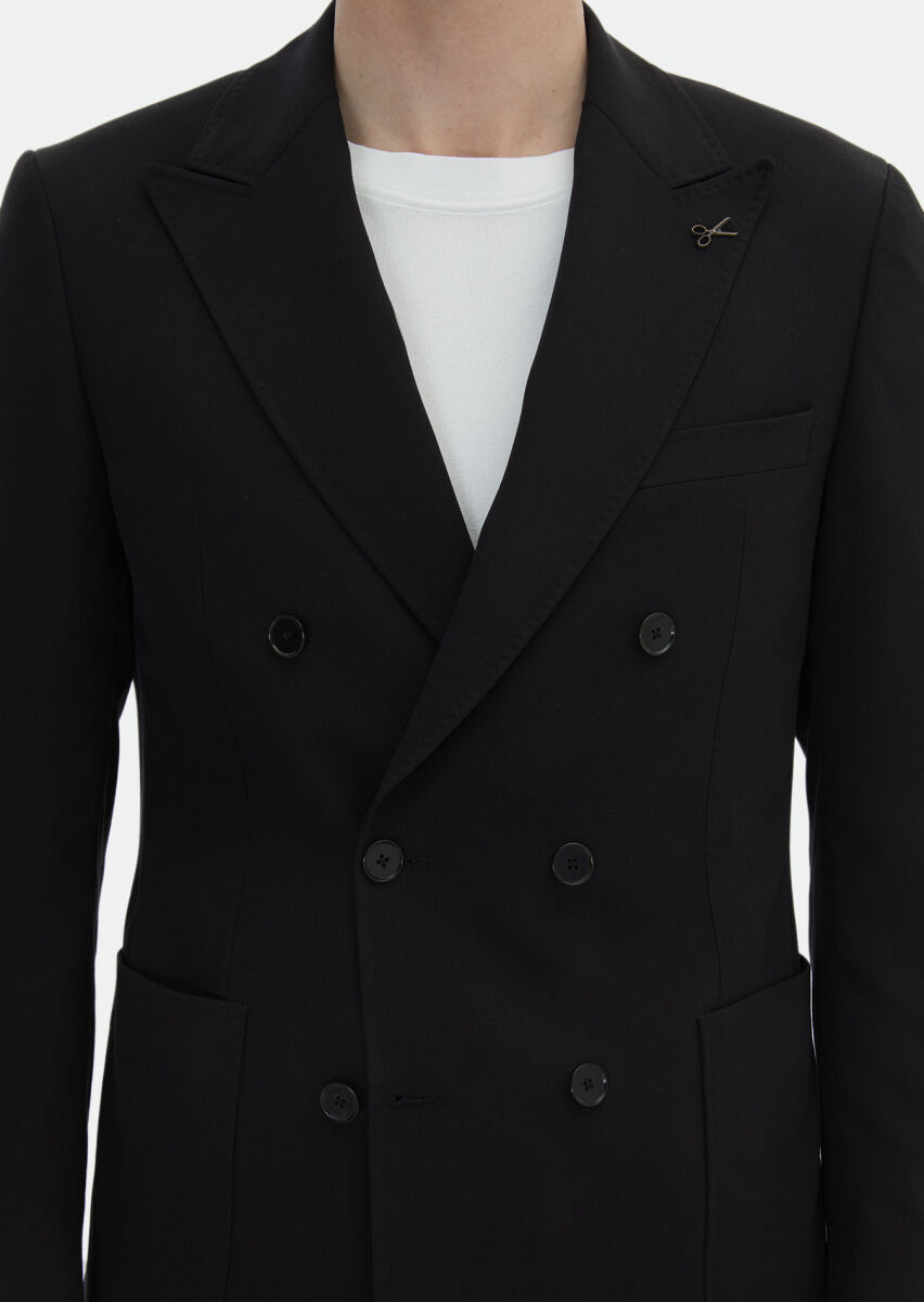 Siyah Düz Zeroweight Slim Fit Takım Elbise - 5