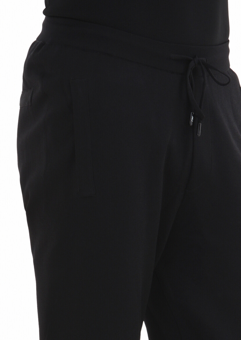 Siyah Örme Regular Fit Casual Trıko Pantolon - 3