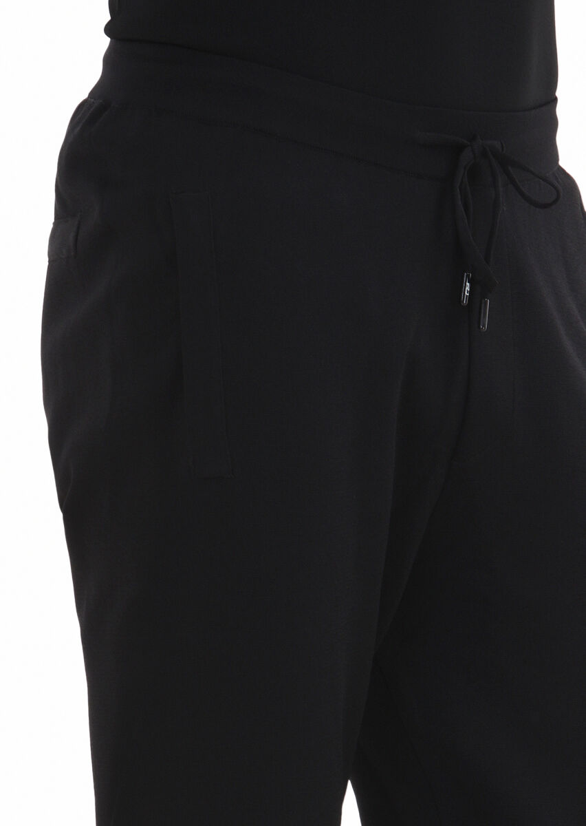 Siyah Örme Regular Fit Casual Trıko Pantolon - 3