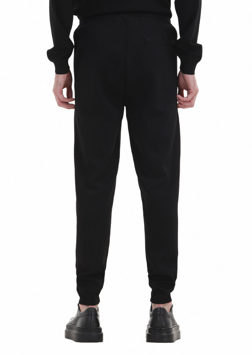Siyah Örme Regular Fit Casual Trıko Pantolon - 4