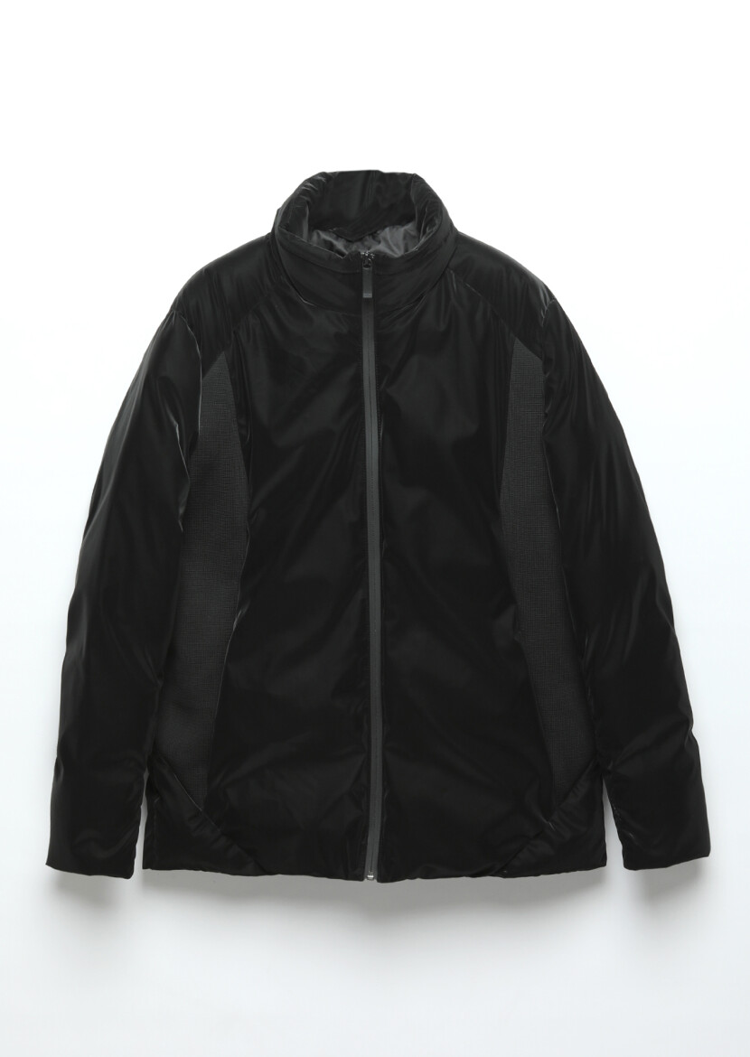 Siyah Regular Fit Dik Yaka Casual Dokuma Mont - 8