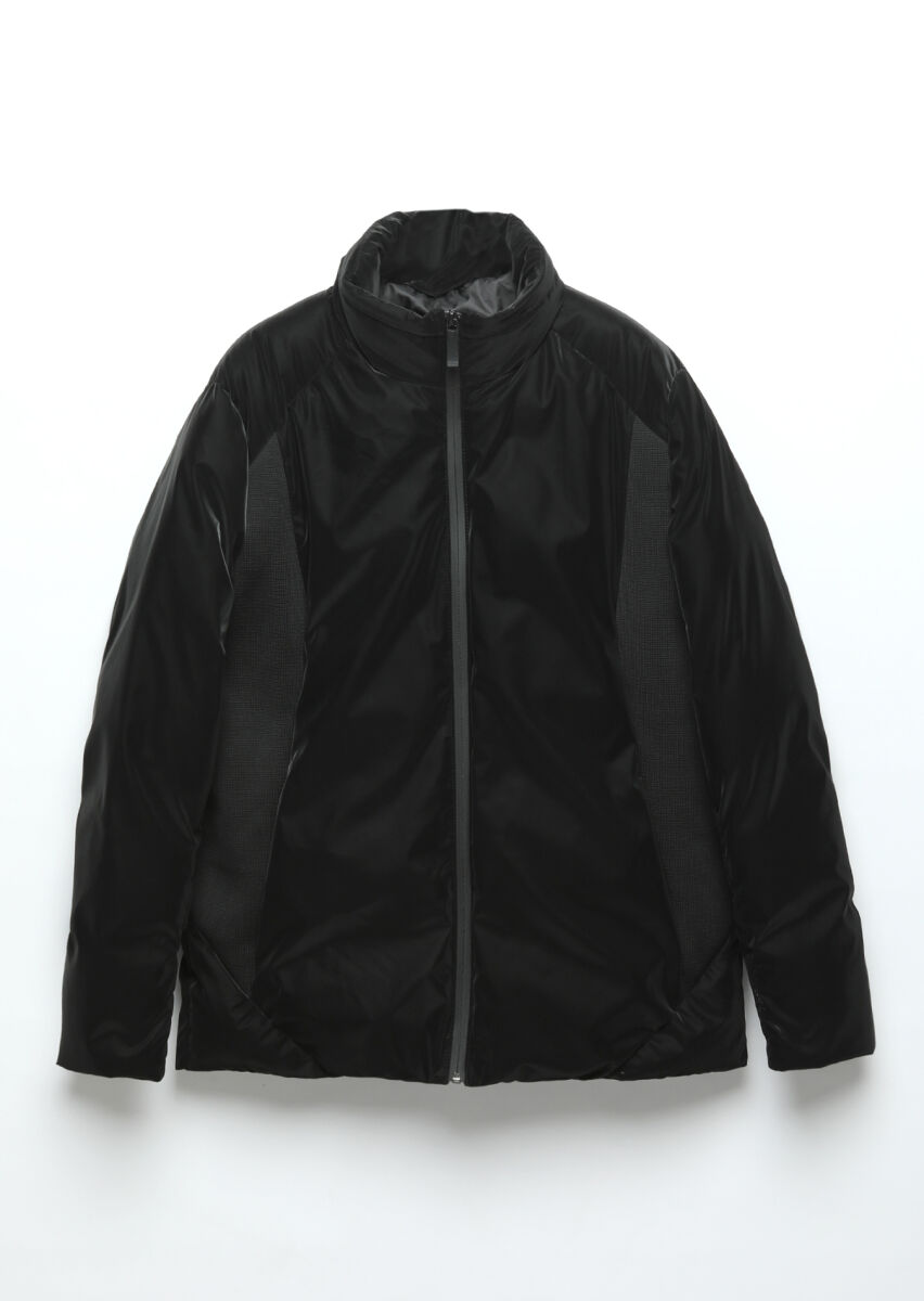 Siyah Regular Fit Dik Yaka Casual Dokuma Mont - 8