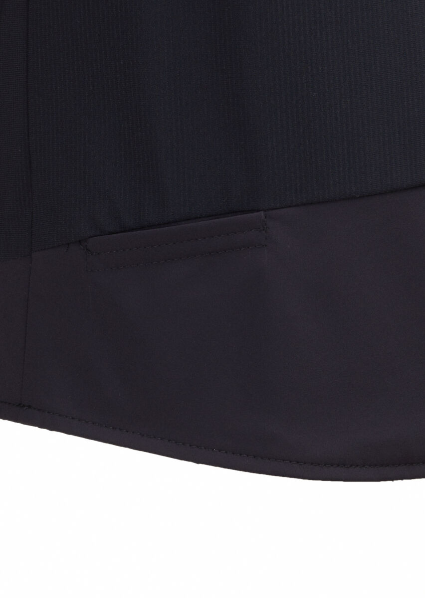 Siyah Regular Fit Dik Yaka Casual Örme Spor Yelek - 3