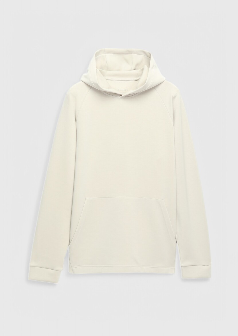 Stone Hooded Plain Sweatshirt - 6