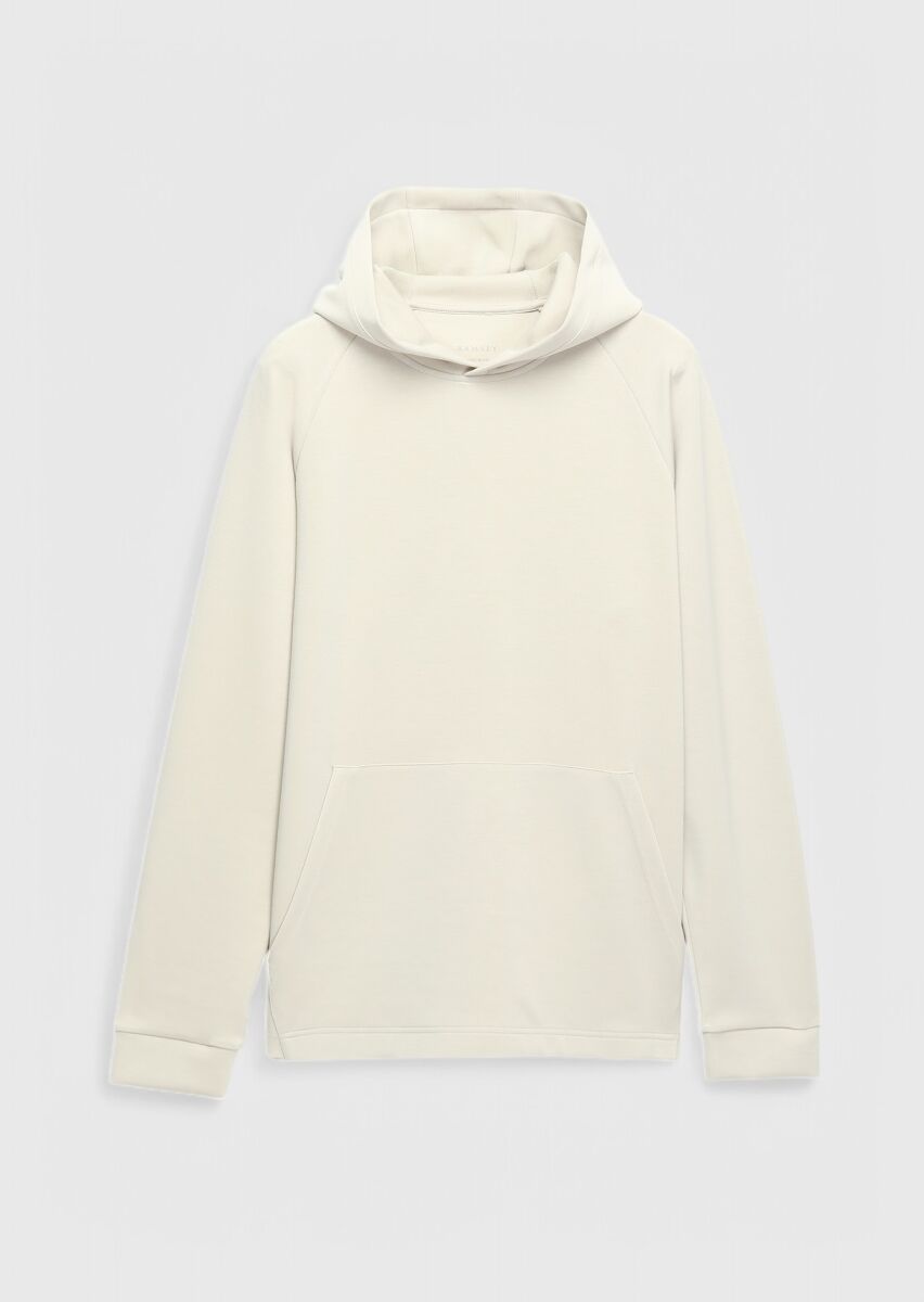 Stone Hooded Plain Sweatshirt - 6