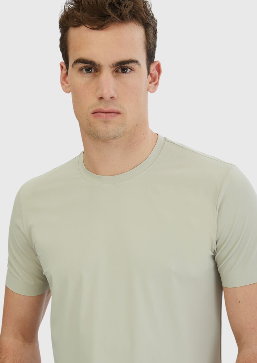 Taş Düz Bisiklet Yaka T-Shirt - 4