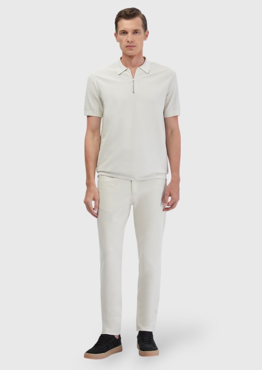 Taş Polo Yaka Jakarlı Triko - 2