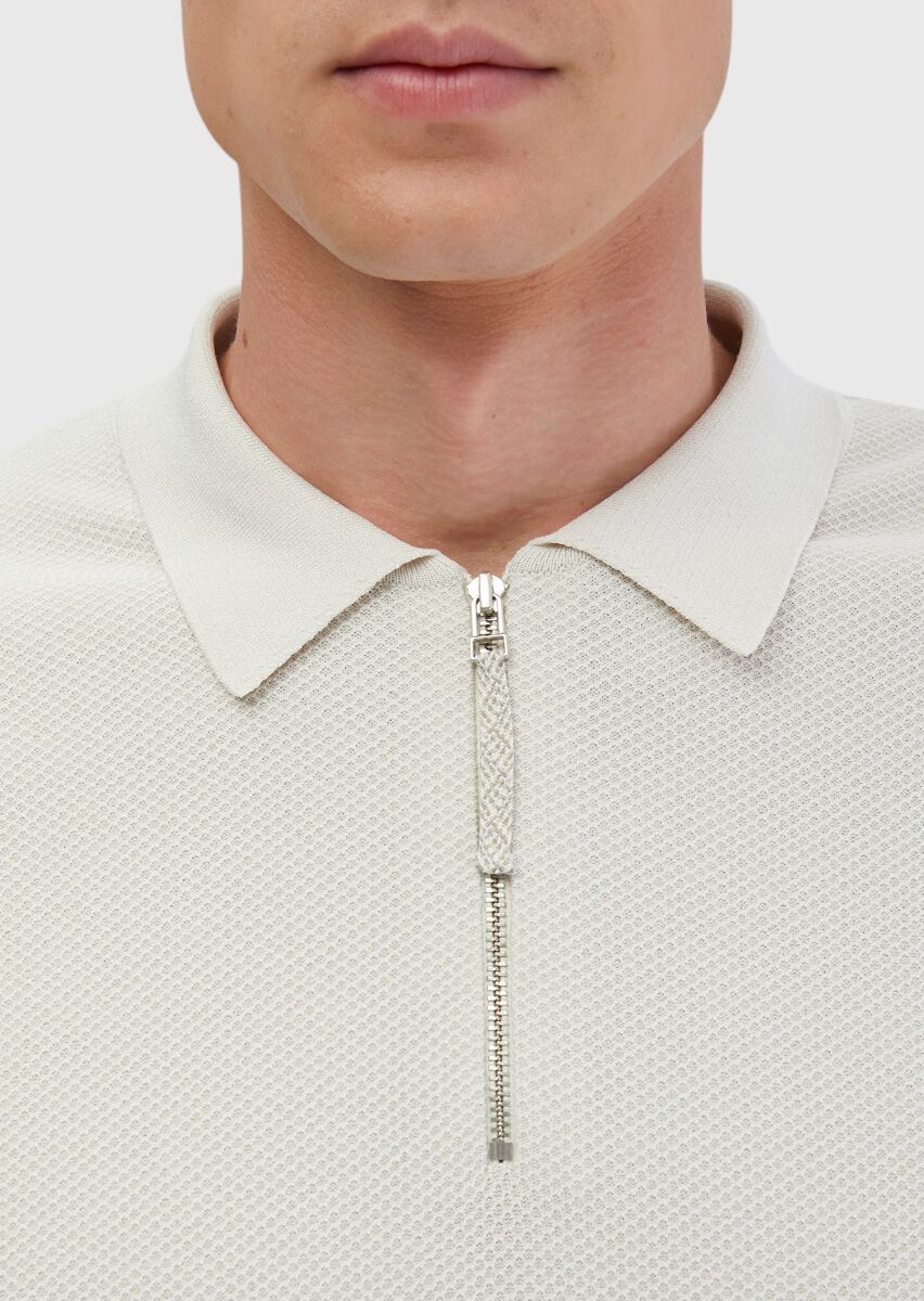 Taş Polo Yaka Jakarlı Triko - 5