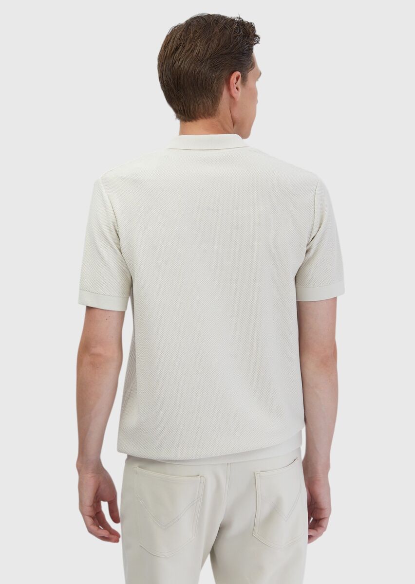 Taş Polo Yaka Jakarlı Triko - 6