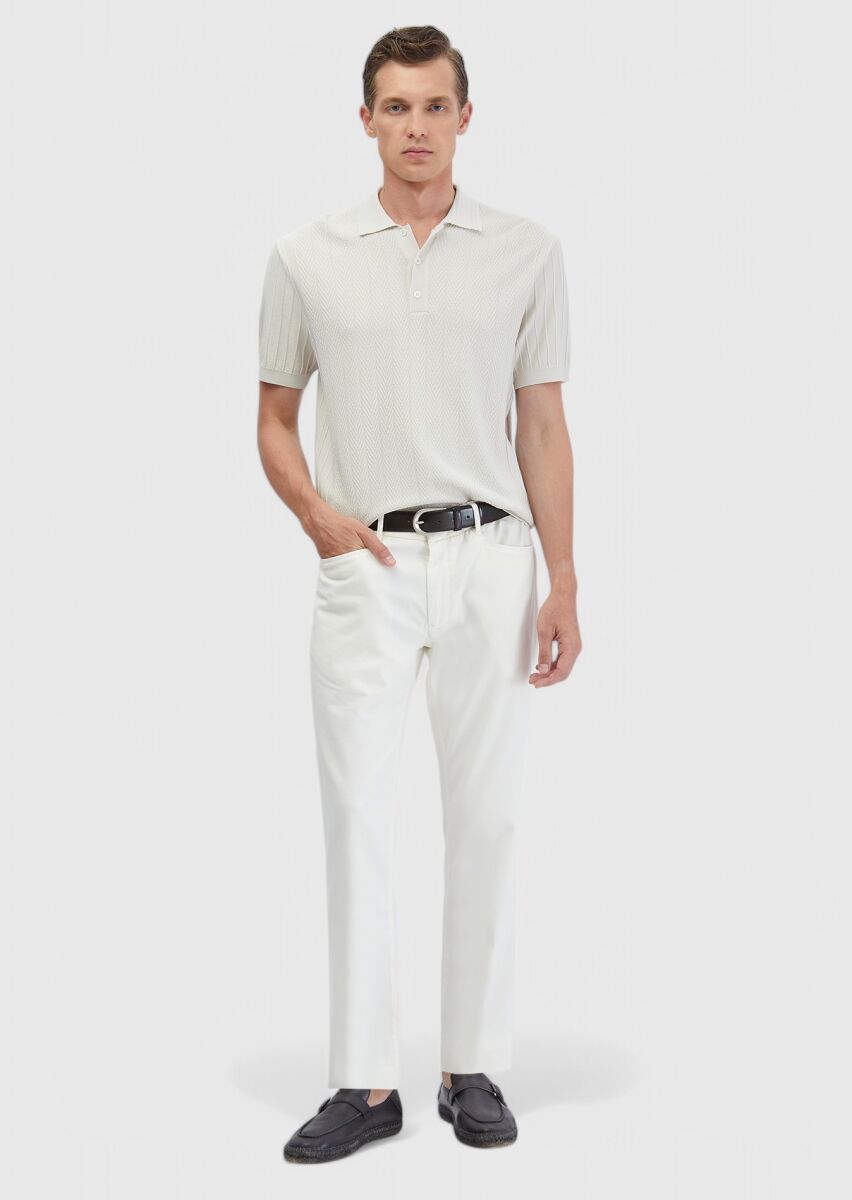 Taş Polo Yaka Jakarlı Triko - 2