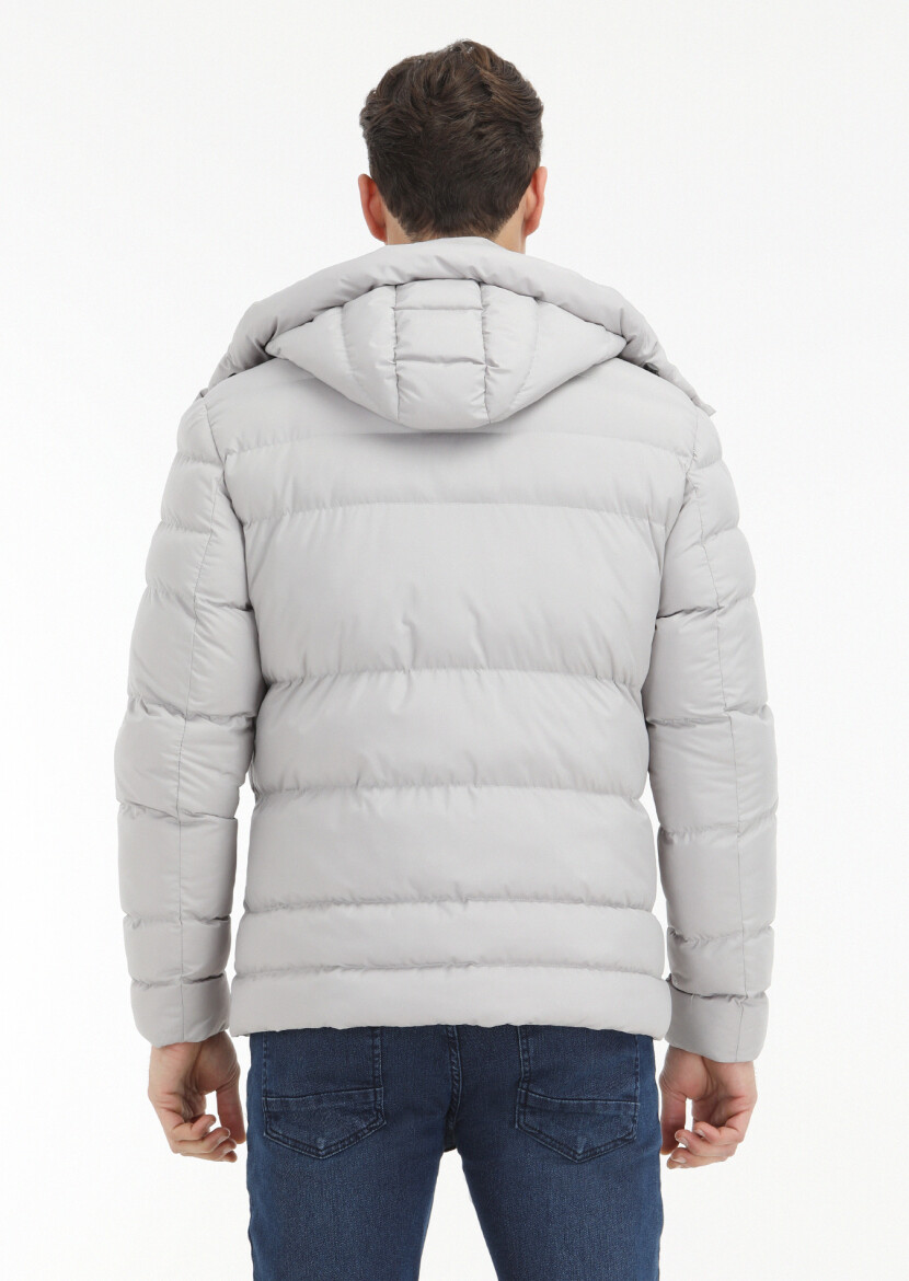 Taş Regular Fit Kapüşonlu Casual Dokuma Mont - 6