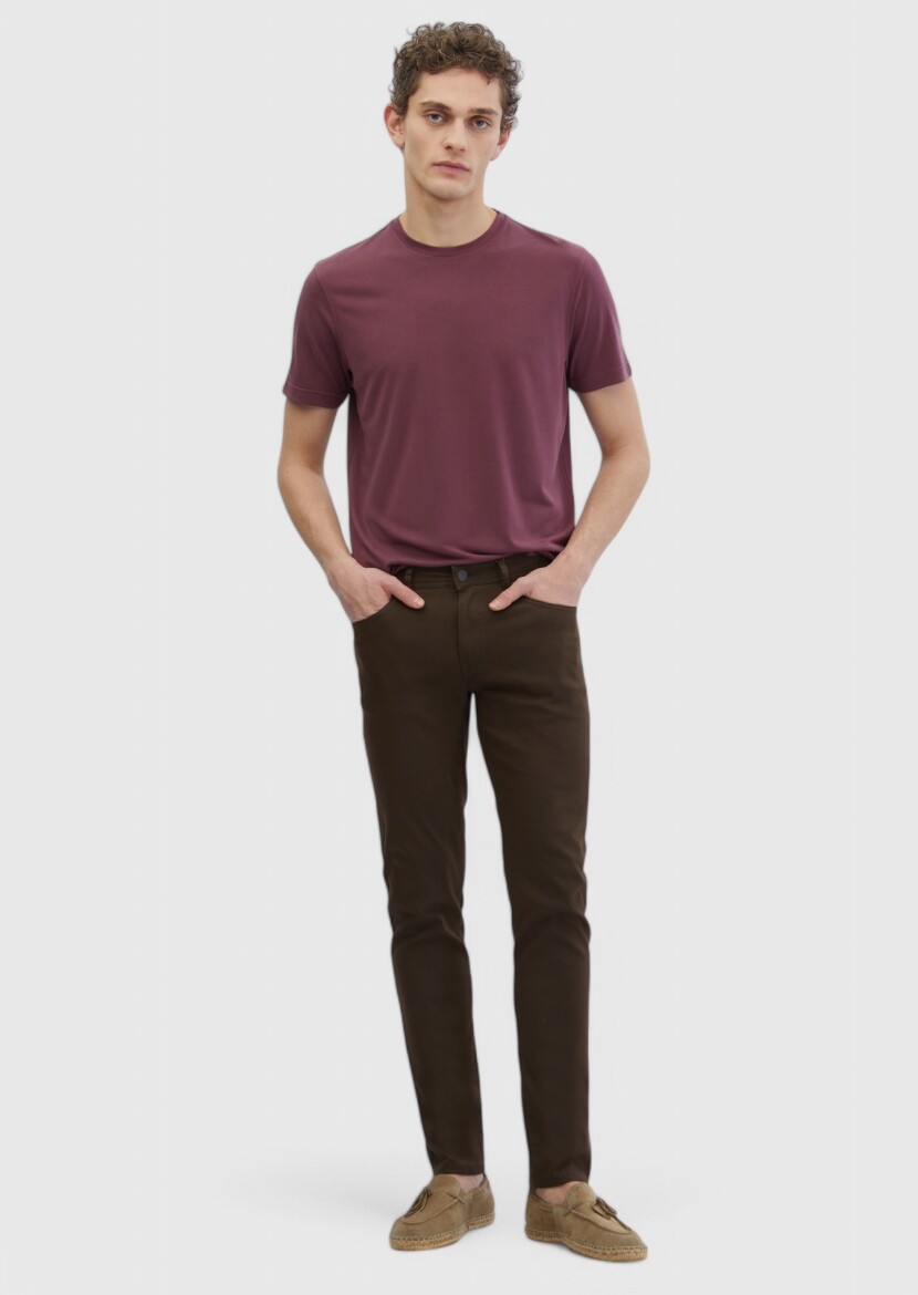 Tile Red Plain Crew Neck T-Shirt 