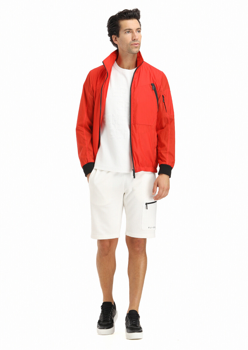 Turuncu Regular Fit Dik Yaka Denim Dokuma Mont - RAMSEY