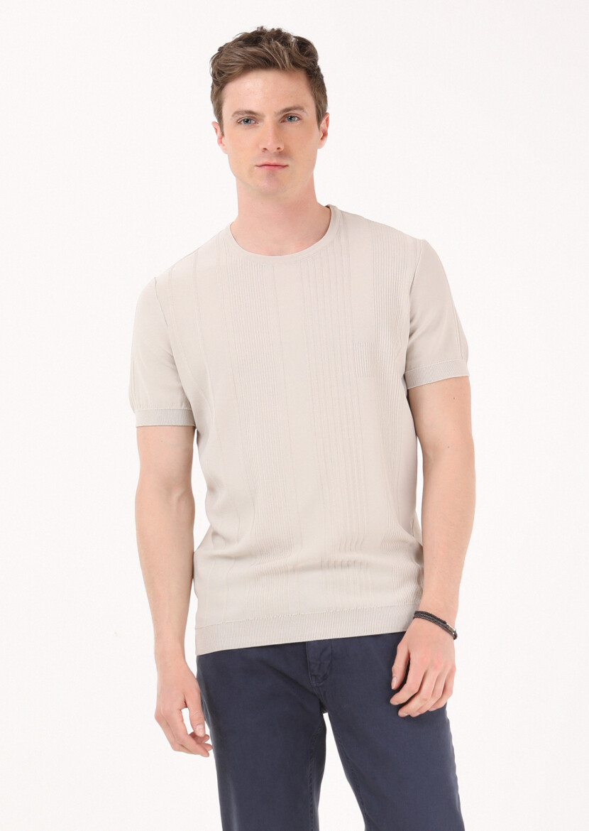 Vizon Bisiklet Yaka Jakarlı Triko - 1