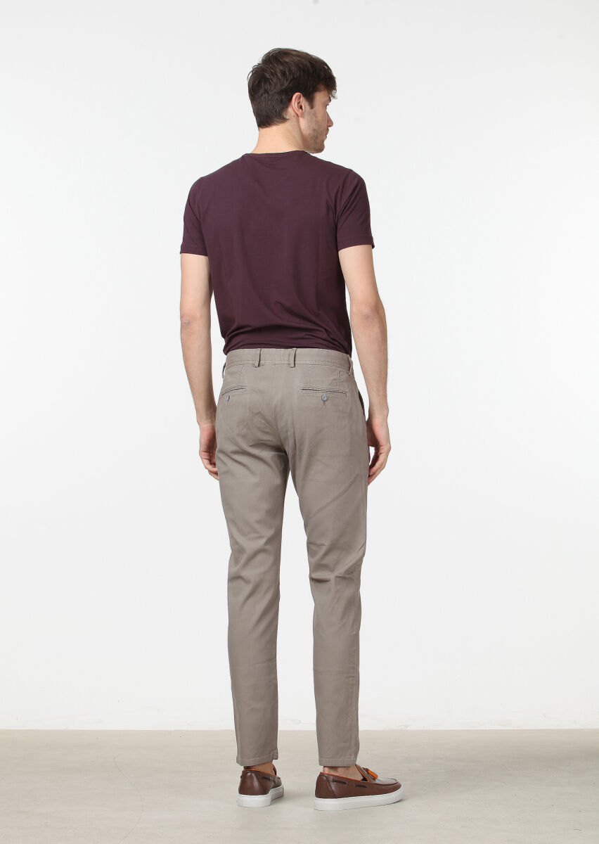 Vizon Düz Dokuma Regular Fit Casual Pamuk Karışımlı Pantolon - 4