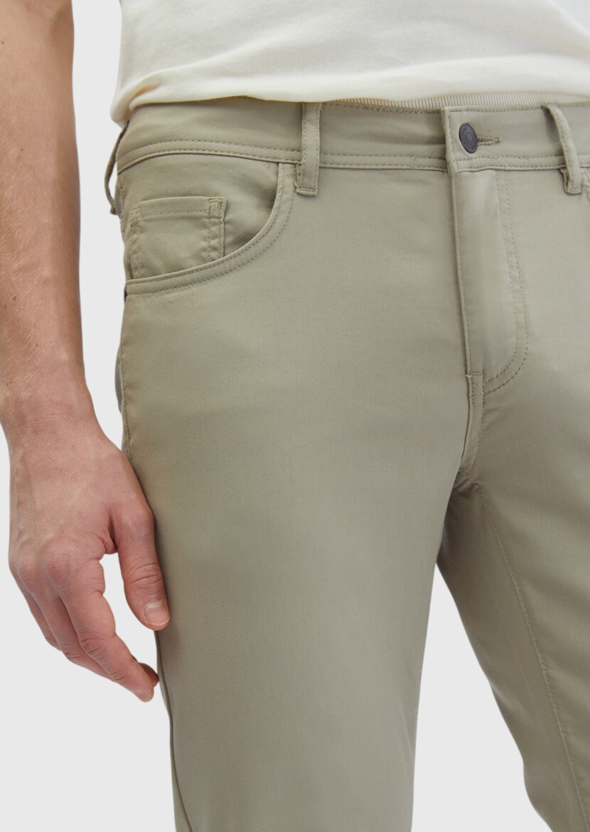 Vizon Düz Dokuma Slim Fit Casual Pamuk Karışımlı Pantolon - 3