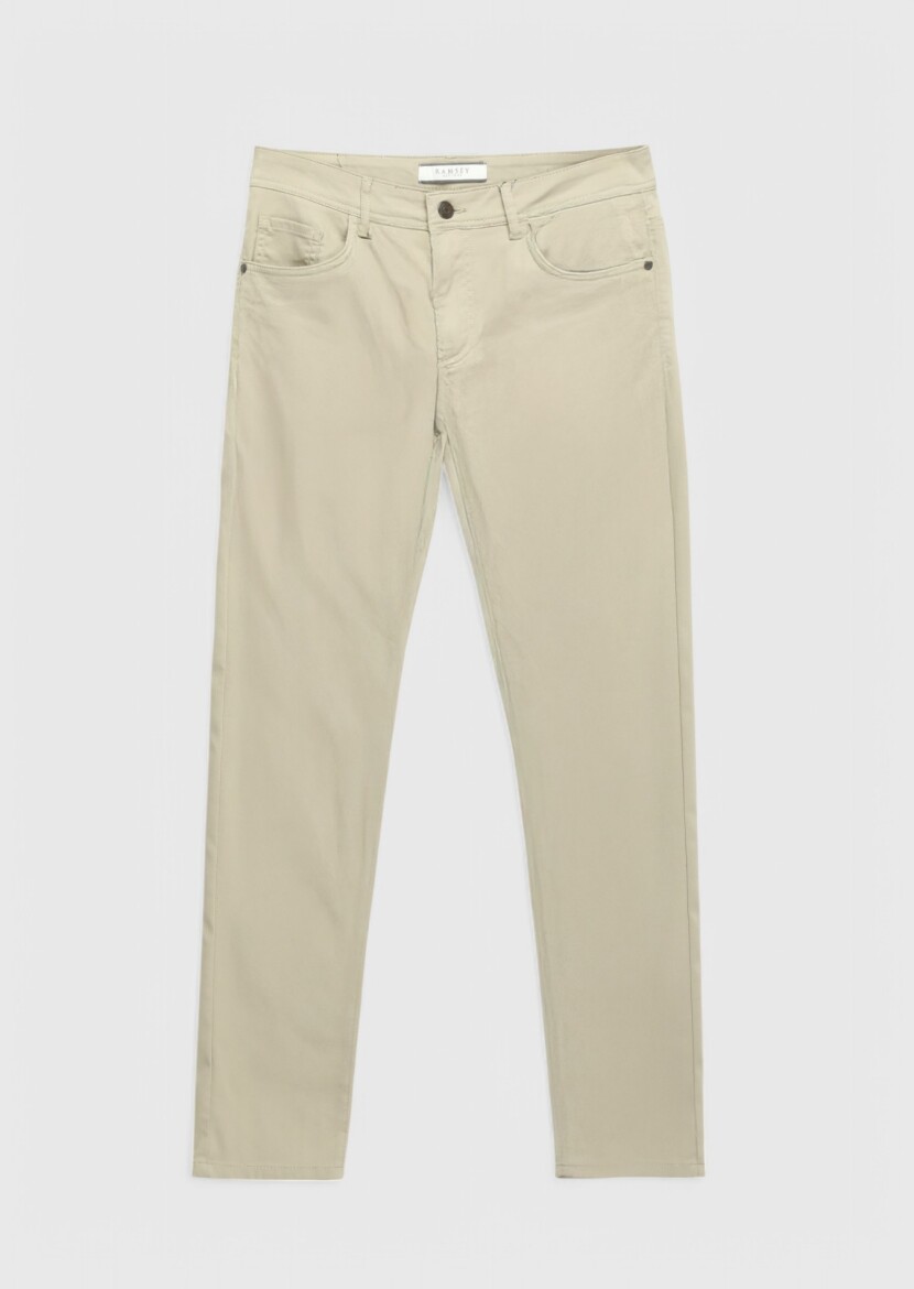 Vizon Düz Dokuma Slim Fit Casual Pamuk Karışımlı Pantolon - 6
