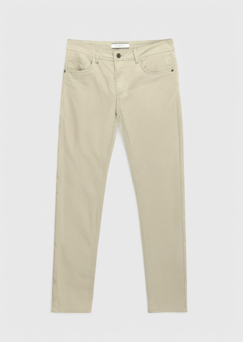 Vizon Düz Dokuma Slim Fit Casual Pamuk Karışımlı Pantolon - 6