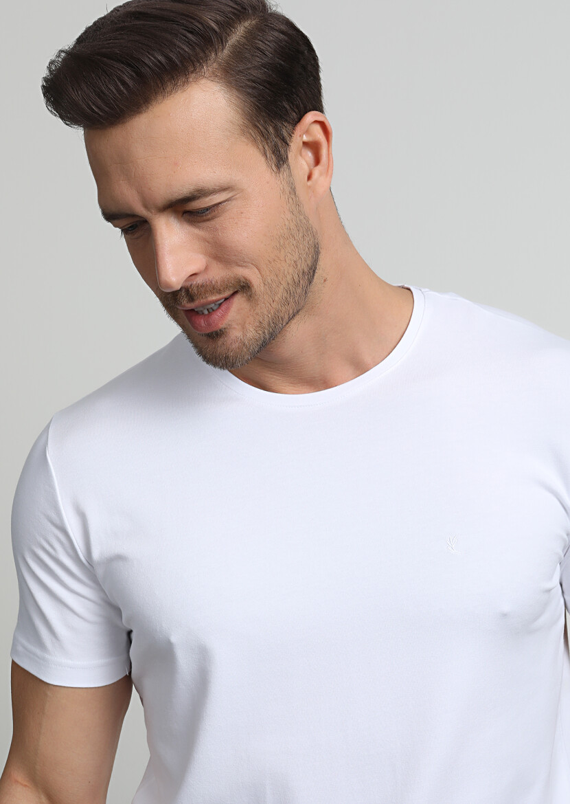 White Plain Cotton Blended T-Shirt 