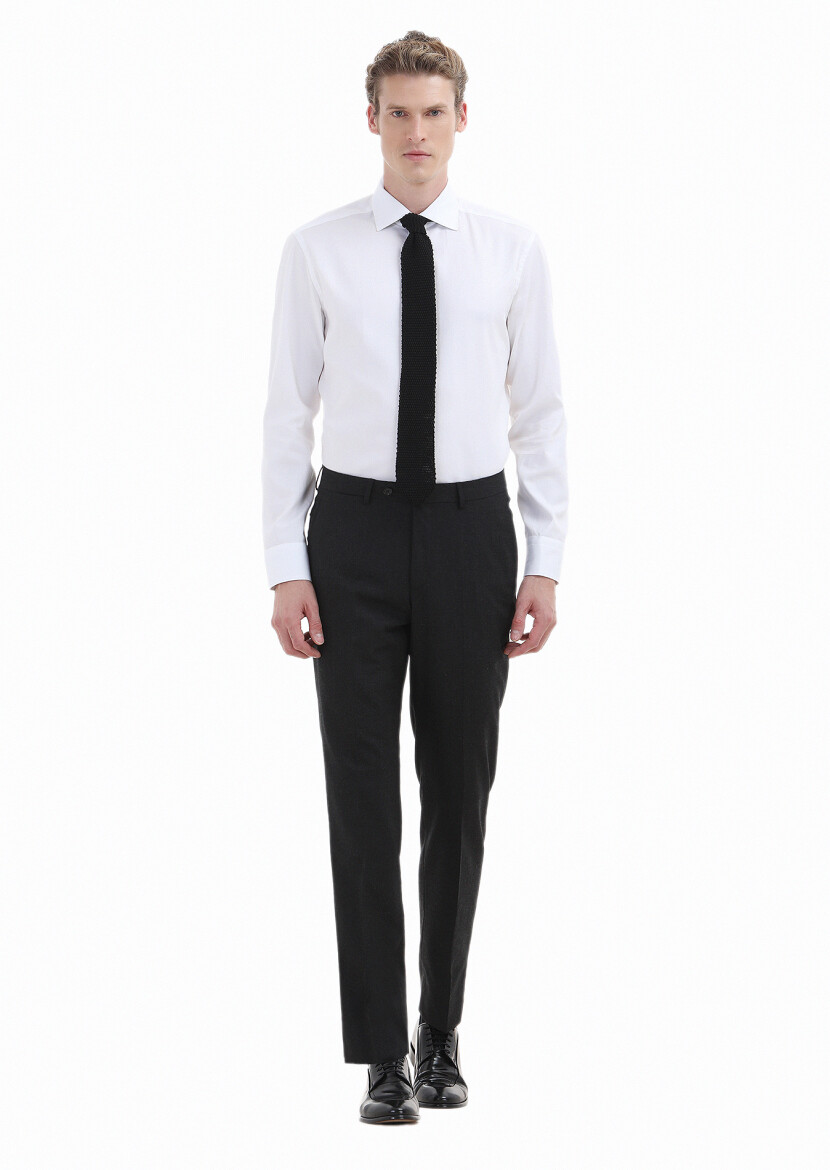 White Plain Regular Fit Weaving Classical 100% Cotton Shirt 