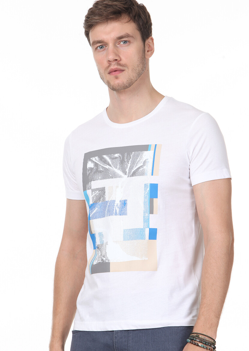 White Printed 100% Cotton T-Shirt - 2