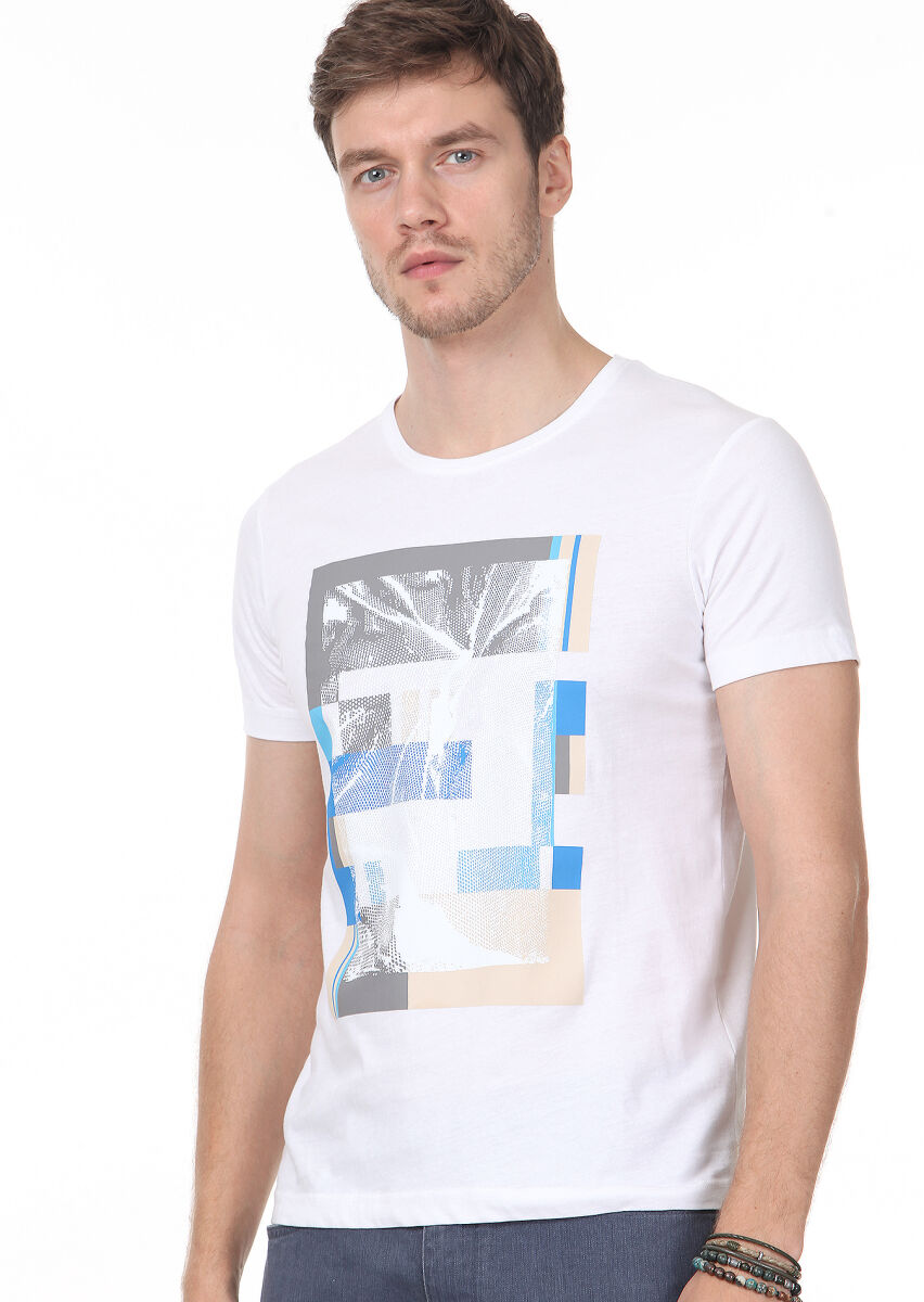 White Printed 100% Cotton T-Shirt - 2