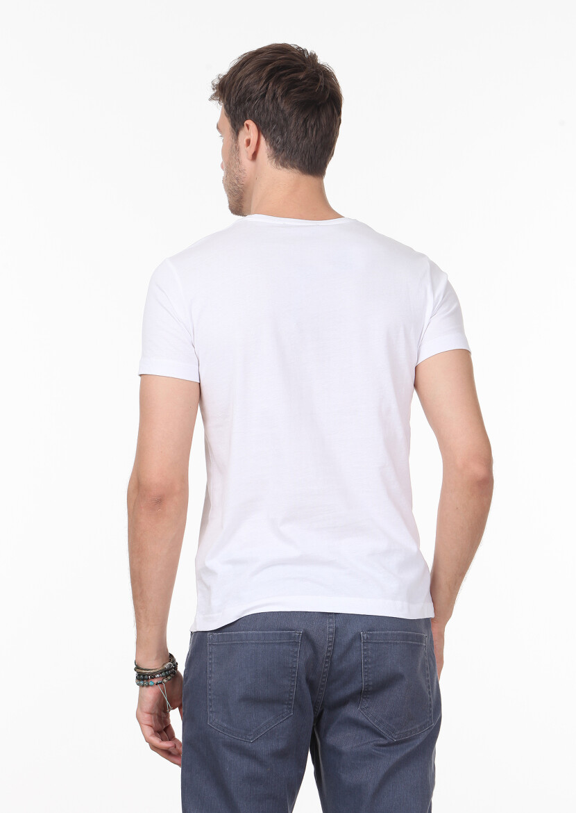 White Printed 100% Cotton T-Shirt - 4