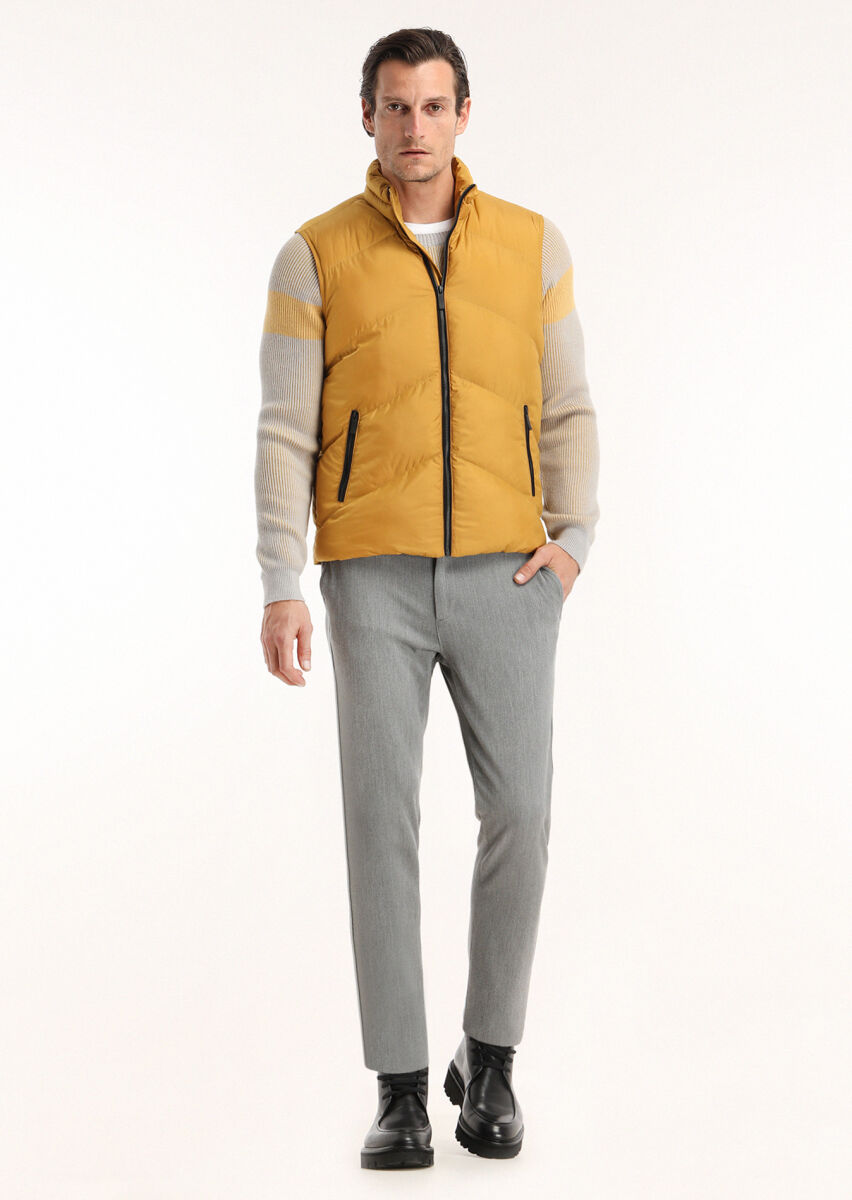 Yellow Weaving Puffer Vest - 1